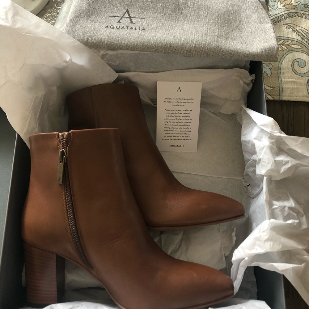 Aquatalia Florita Calf Boots Caramel Size 7.5